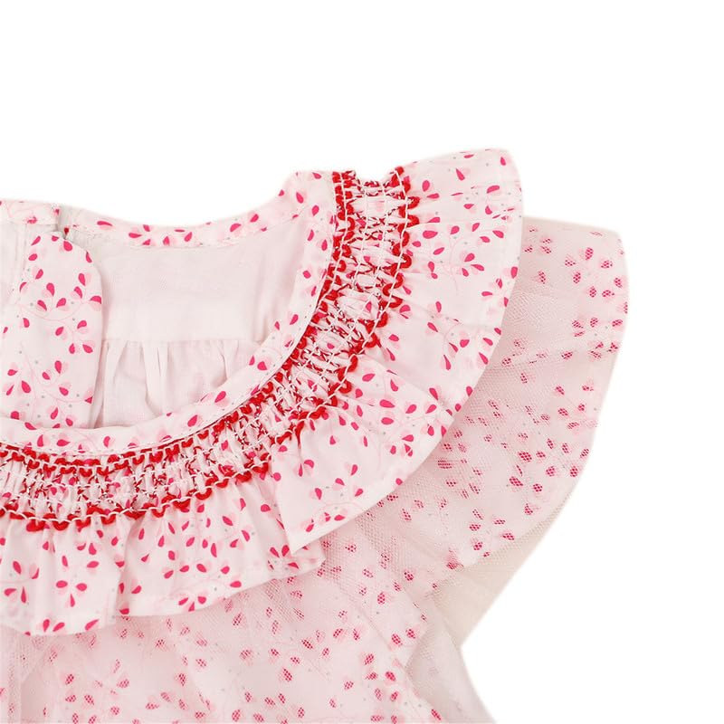 Tenna Teki Baby Girls Smocked Dress Bishop Style - Perfect for Spring and Summer Portraits Pink