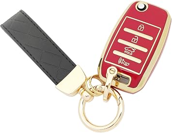TPU Protective Key Fob Cover Case fit for Kia Sorento Rio Soul Forte Optima Carens Picanto Keyless Entry Key Fob Red