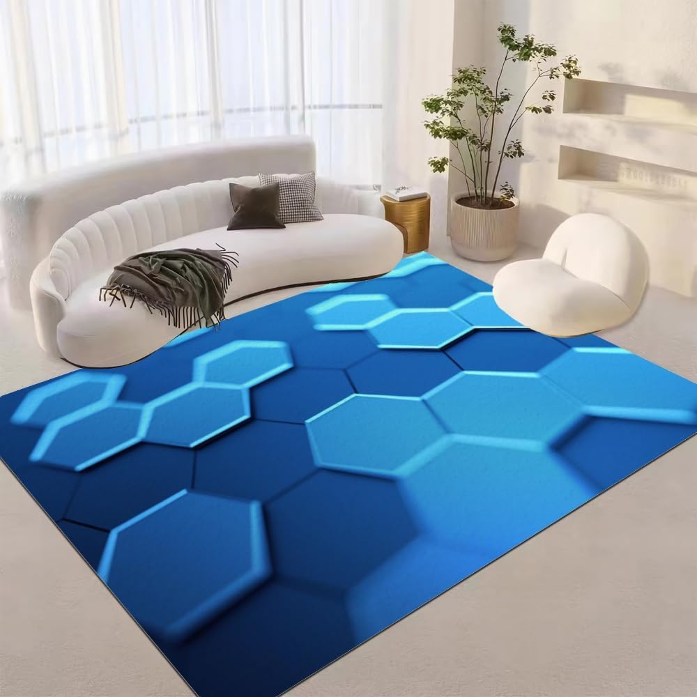 Tapis de chambre à coucher géométrique 3D antidérapant 100x200 cm carré pour salon