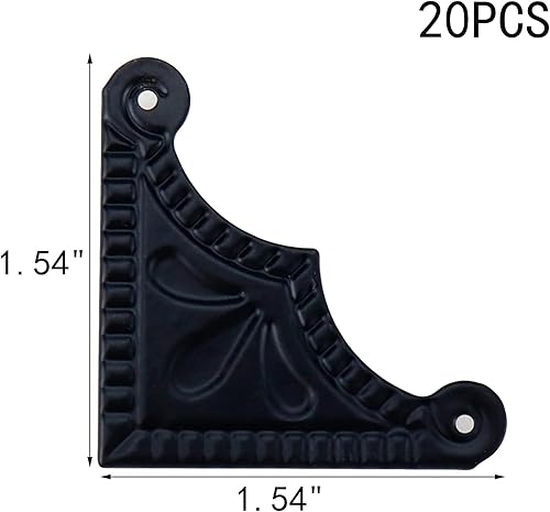 Miniatura 2 de MY MIRONEY 20 unidades de protectores de esquina de caja negra para muebles, caja de herrajes, protectores de borde de hierro, protectores de