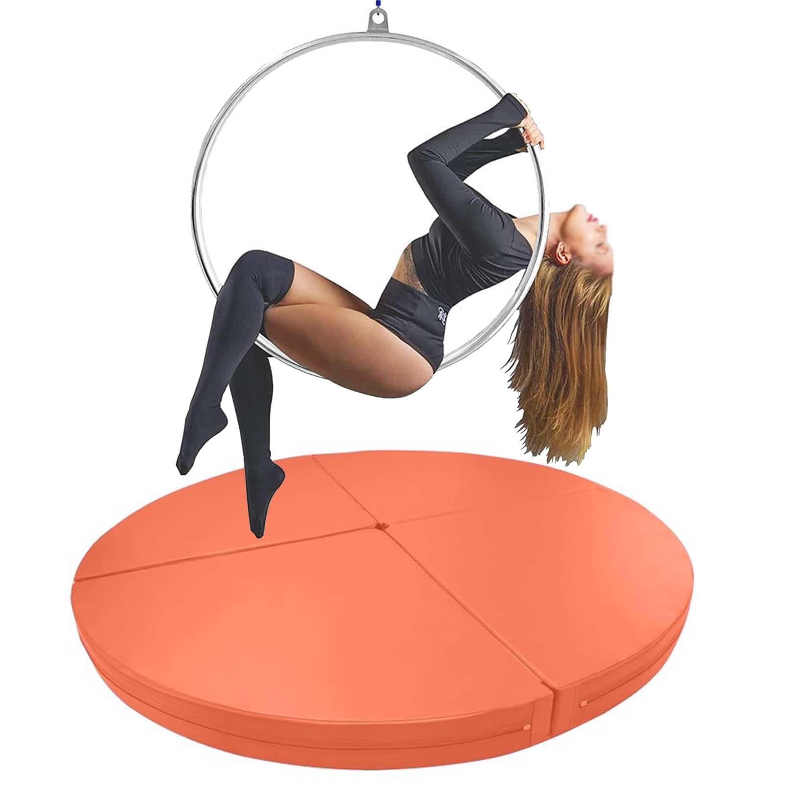 WJFTODAY Aerial Hoop Crash Mat - Portable Foldable Non-Slip Dance Fitness Pad, Safety Cushion for Stripper Pole, Home Yoga Gym Floor Mat (Orange, 160cm x 3cm)