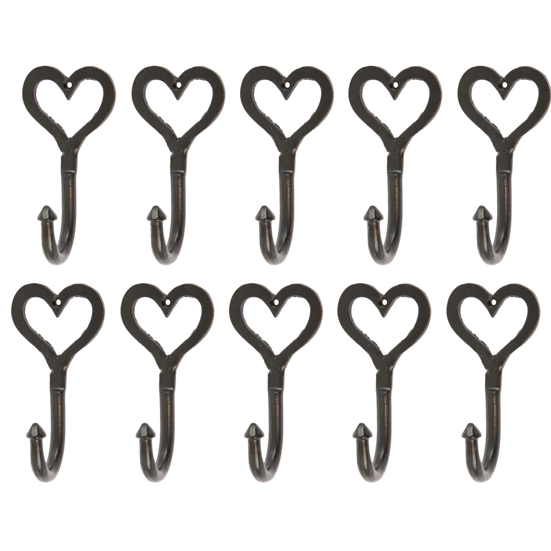 Hammer And Tongs Black 10X 65Mm X 130Mm Single Heart Hook - Cast Iron Vintage Antique Wall Mounted Hanger
