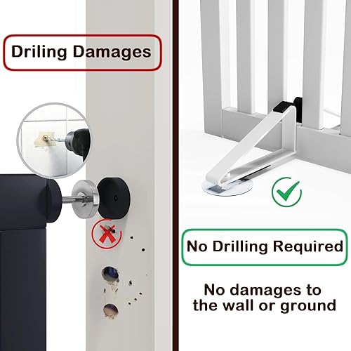 Miniatura 6 de Pies de soporte de metal independientes para mascotas (versión reforzada), patas de soporte triangulares con ventosa juego de 2 para puerta plegable