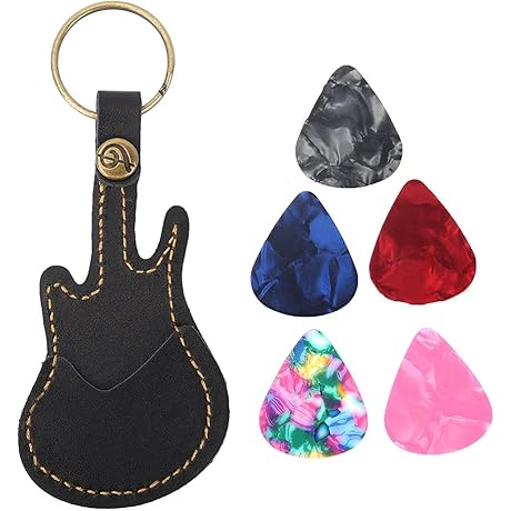 Genuine Leather Guitar Pick Holder, Keep Guitar Picks Safe and Organized, Bonus...