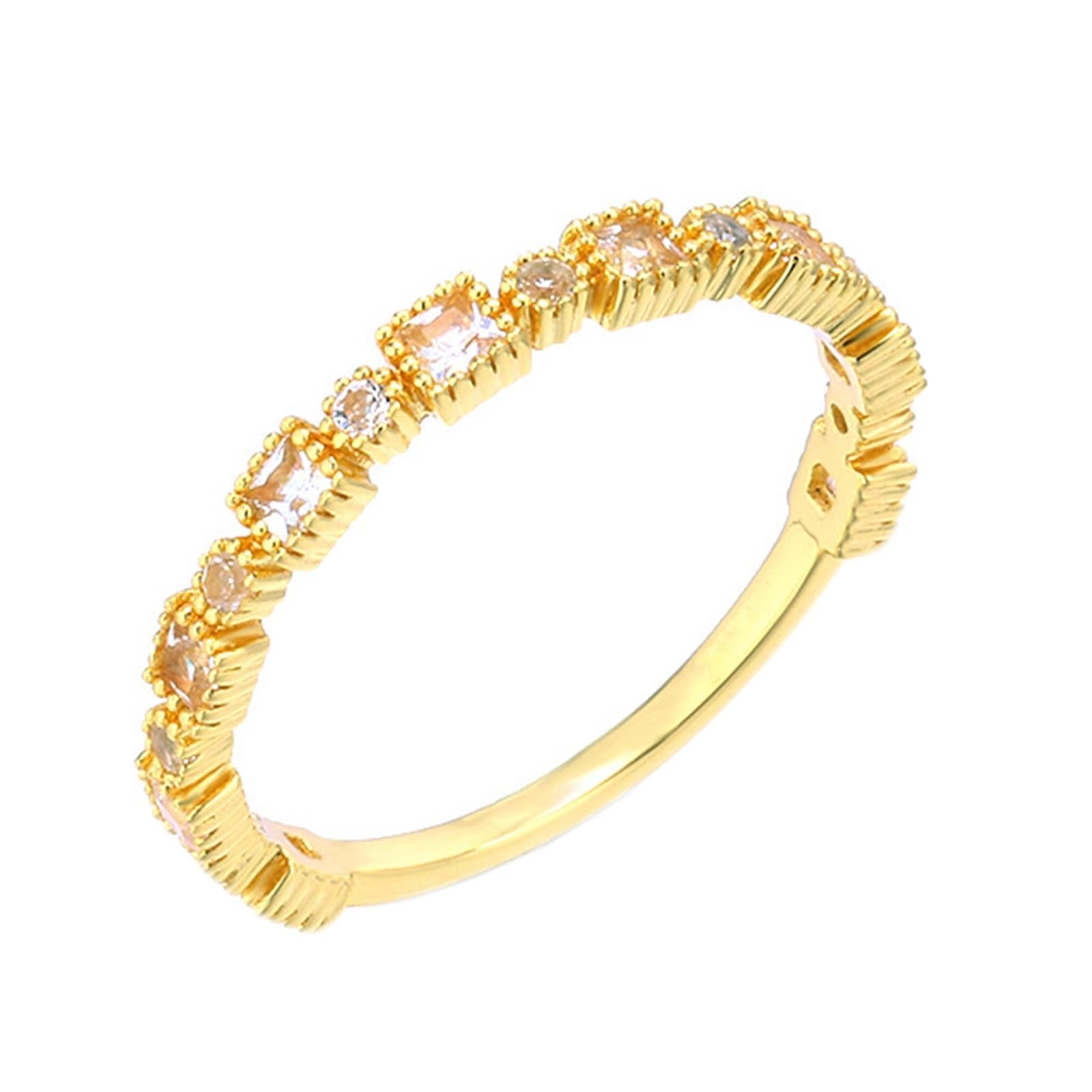 Anillo de boda de oro amarillo Au 375/585/750 con moissanita cuadrada, forma vintage