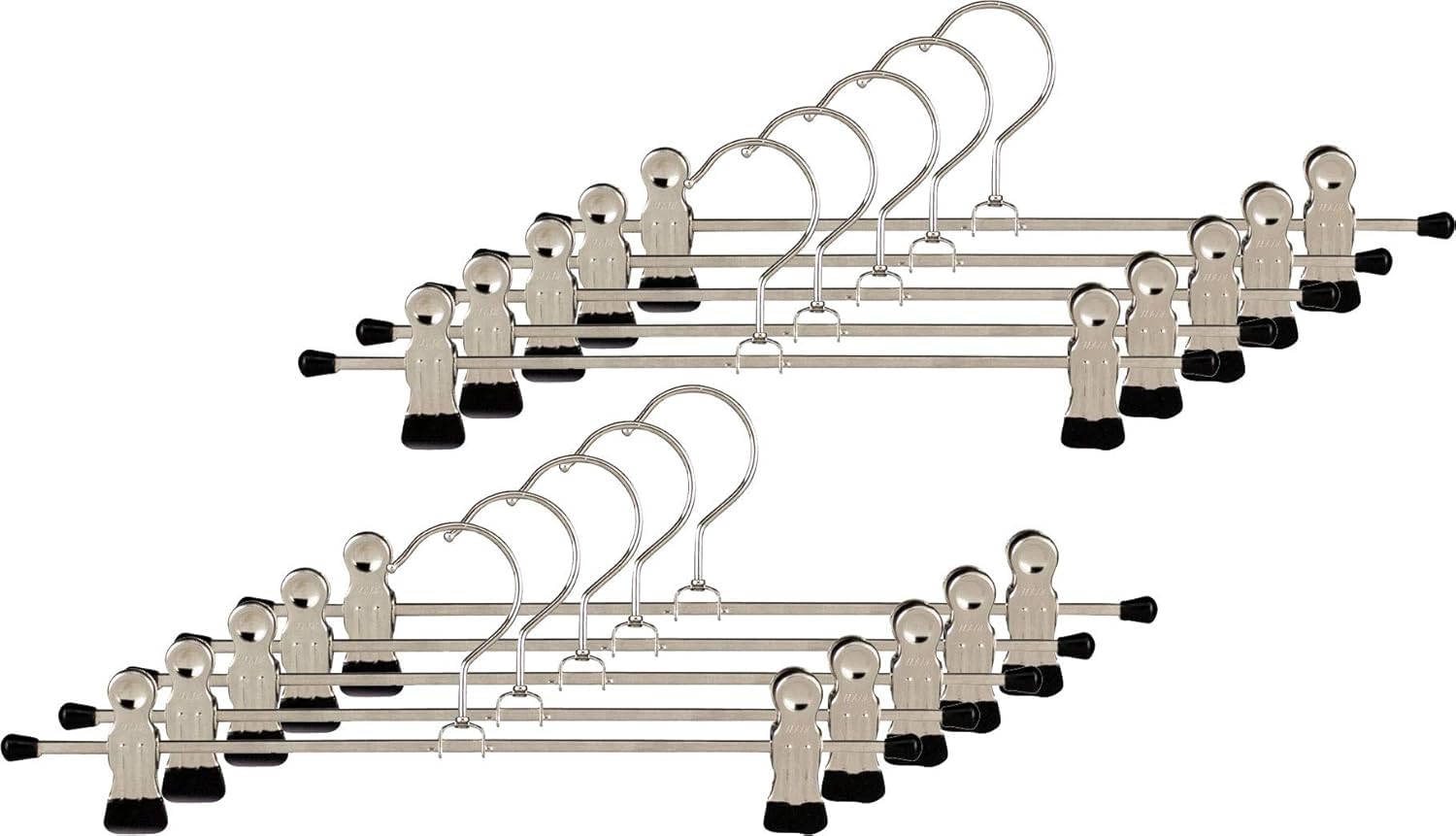 MAWA Grucce Appendiabiti con Clip, Set di 10 Grucce Salvaspazio con Clip Antiscivolo, Ideali per Pantaloni e Gonne, Gancio Girevole a 360°, 40 cm, Argento, Made in Germany