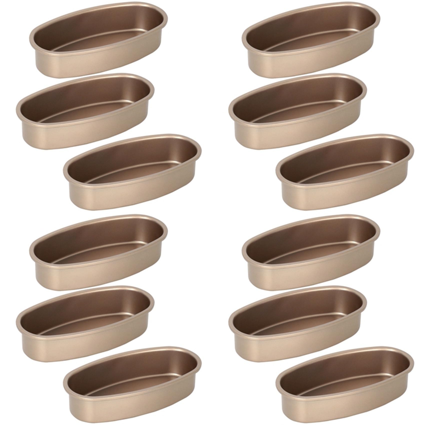 Hndhbfgrt 12 Pieces Non Stick Oval Shape Cake Pan Cheesecake Loaf Bread Mold Baking Tray for Oven and Baking