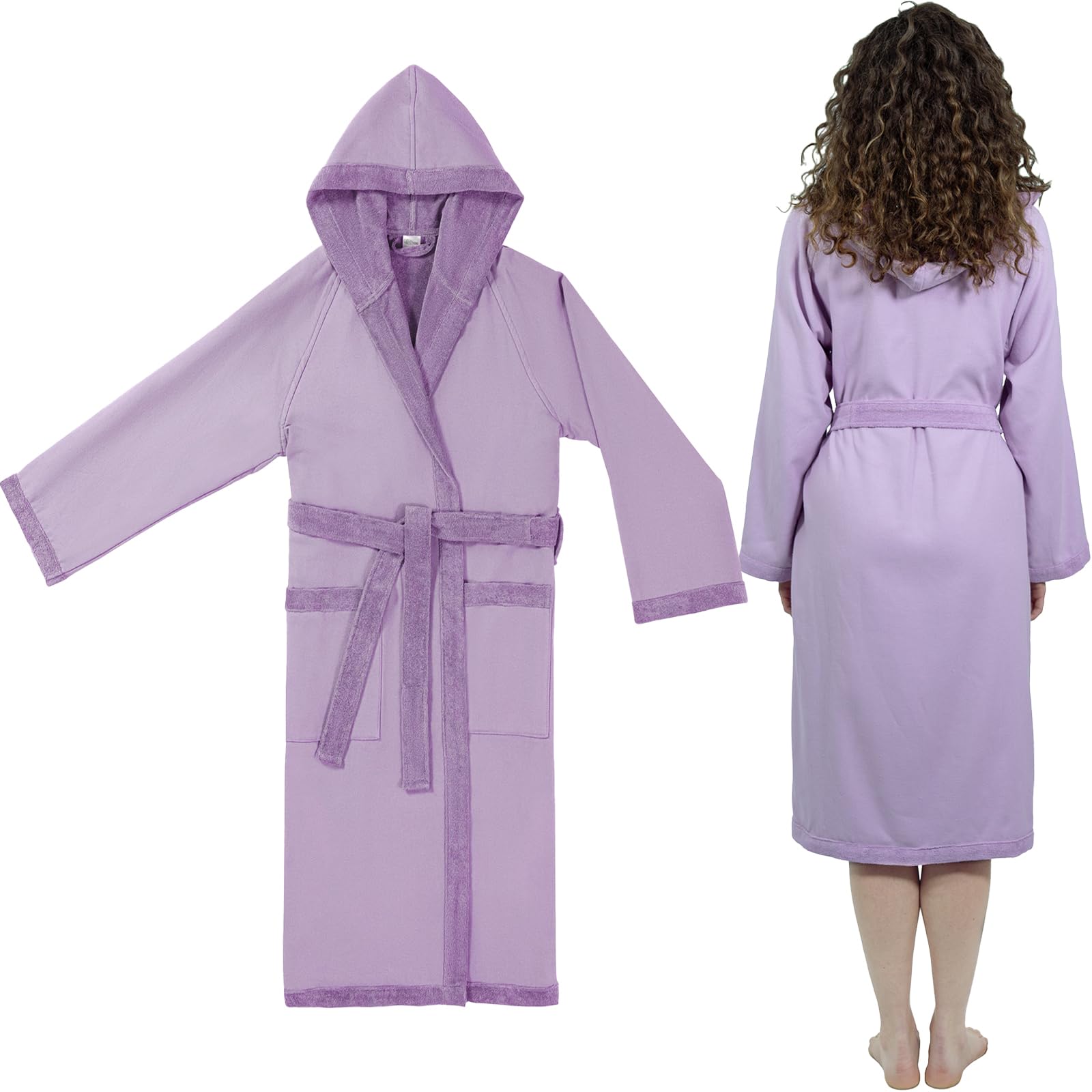 runico Accappatoio Donna Cappuccio - Design e Fabbricazione Italiana, 100% Cotone, Ultra Sottile, Super Assorbente, Anti-Pilling, con 2 Asciugamani Inclusi……