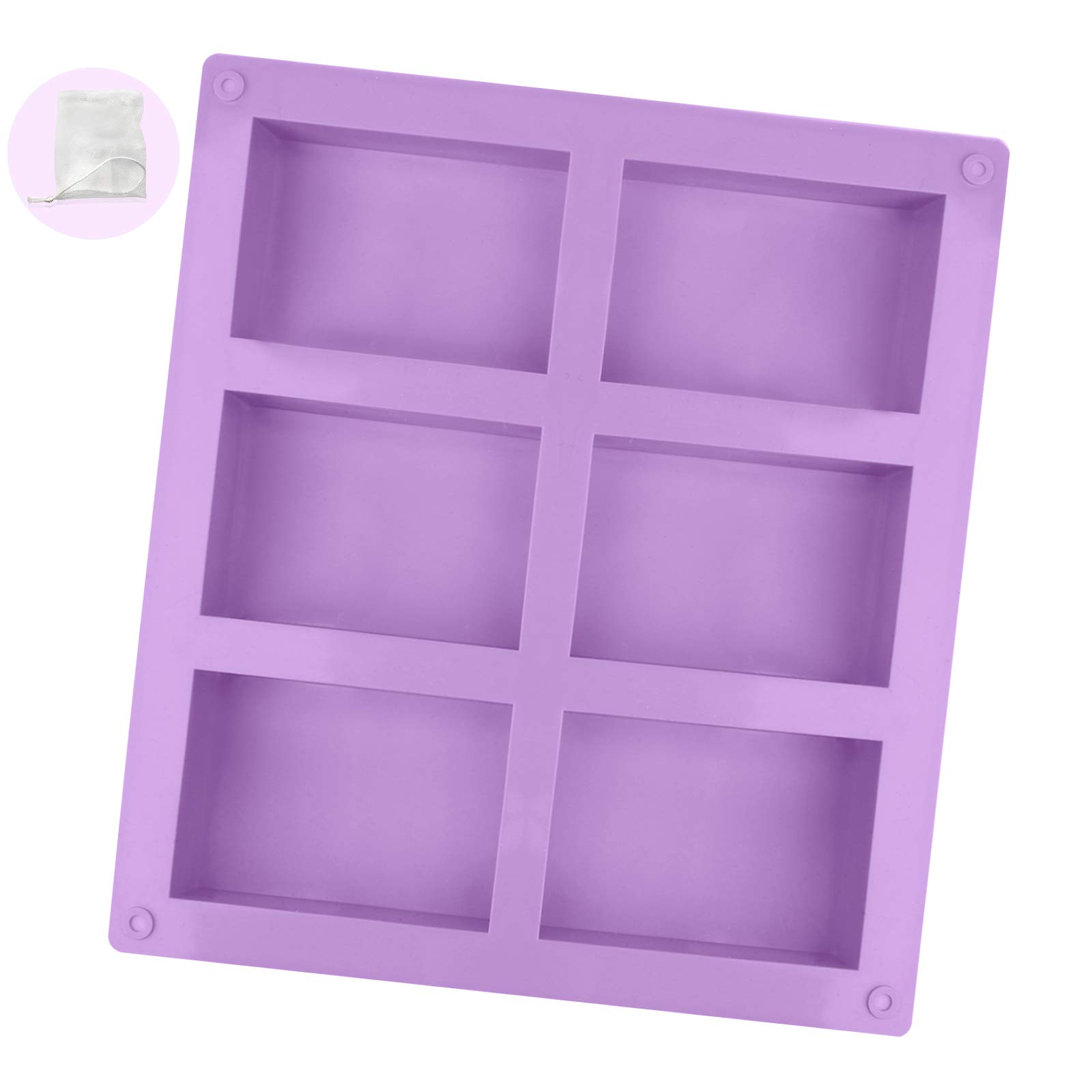 Moule à Savon Silicone DONQL1 - 6 Cavités Rectangulaires, DIY, Fait Maison, Lavable Et Réutilisable