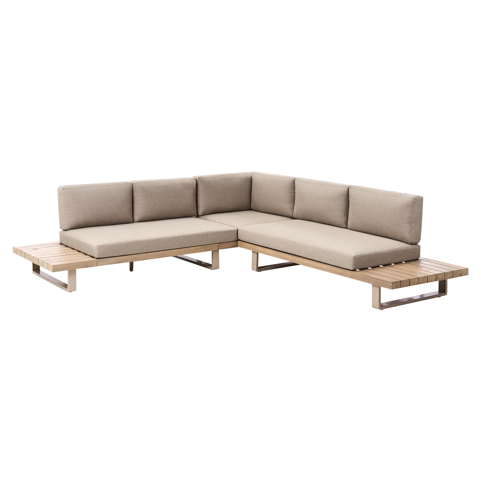 Beliani Lounge Set 5-Sitzer FSC Akazienholz Hellbraun mit Auflagen beige Taupe Mykonos