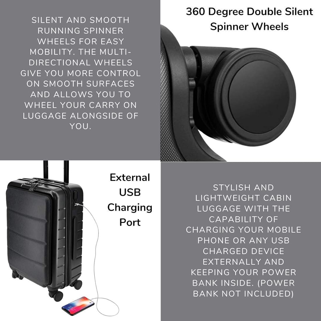 デュカプ レディース 20'' Hardside Intely Spinner USB Wine carryon inch