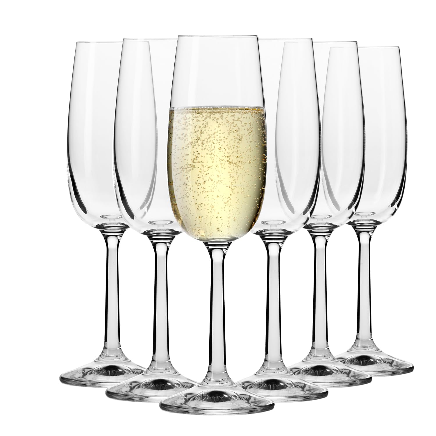 Krosno – Flûtes à Champagne et Prosecco 175 ml – Lot de 6 – Collection Pure – Cristal Sans Plomb – Silhouette Élancée, Élégante et Intemporelle