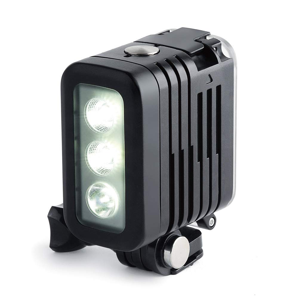 SOONSUN - Luce subacquea da 50 m, multifunzione, impermeabile, per GoPro Hero 8, 7, 6, 5, 4, 3, Fusion Session, Canon Nikon Pentax e altre fotocamere Action e DSLR (doppia batteria inclusa)