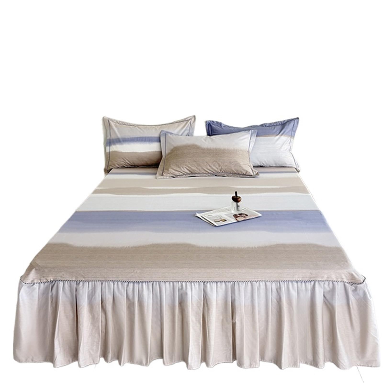 Ruffled Bedspread 1pc Floral Style Bed Skirt Bedspread Cover Home Ruffles Linen Falda De Cama (No Pillowcase)(J,Single 120x200cm 1pc)