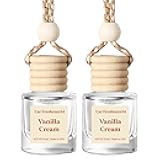 C Classy Car Air Freshener Hanging 2 Pack, Vanilla Cream Essential Oil Diffuser for Cars, Long-Lasting Fragrance, Cute Car Accessories, C ar Air Fresheners for Women & Men Gift, Made in USA