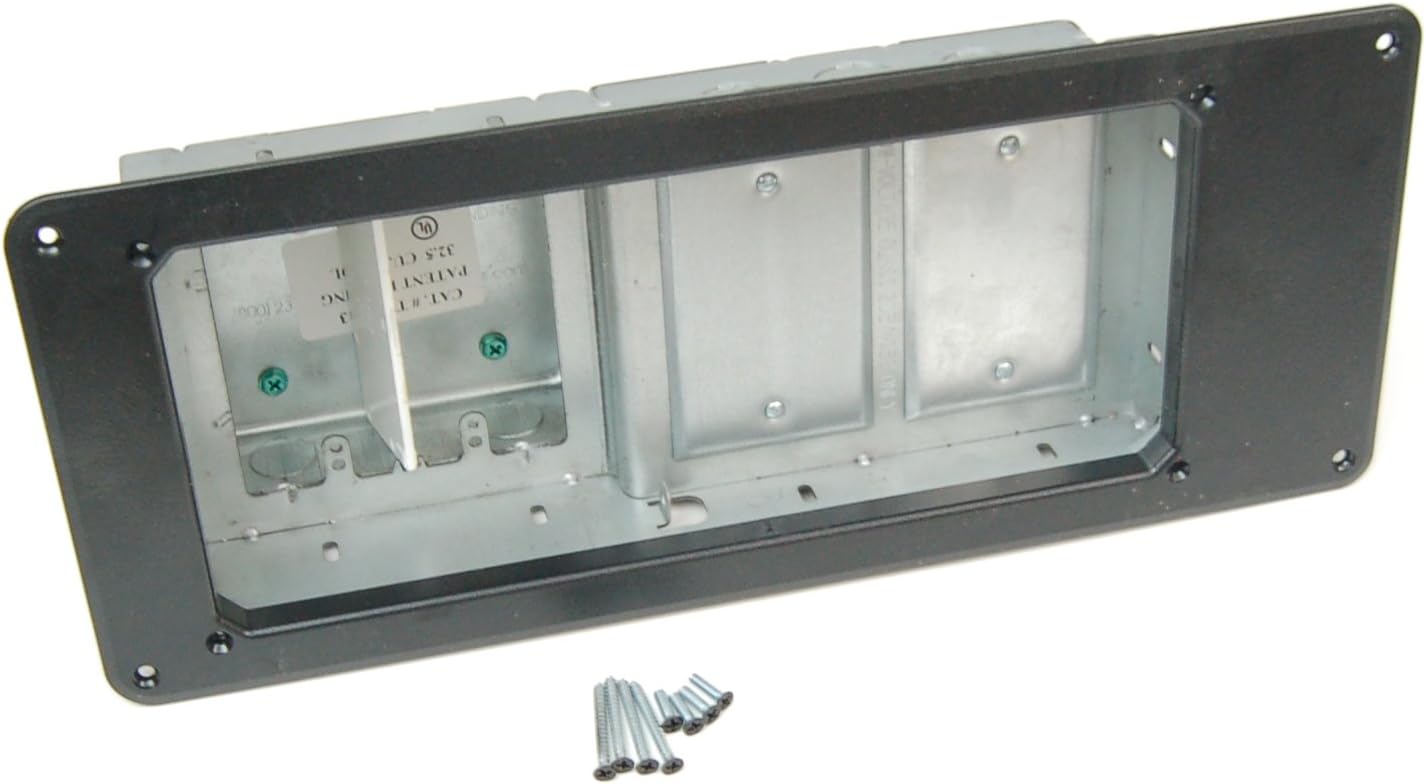 Arlington Industries TVBS613BL1 Recessed Steel TV Box Wall Plate Kit Paintable Metal, 4Gang