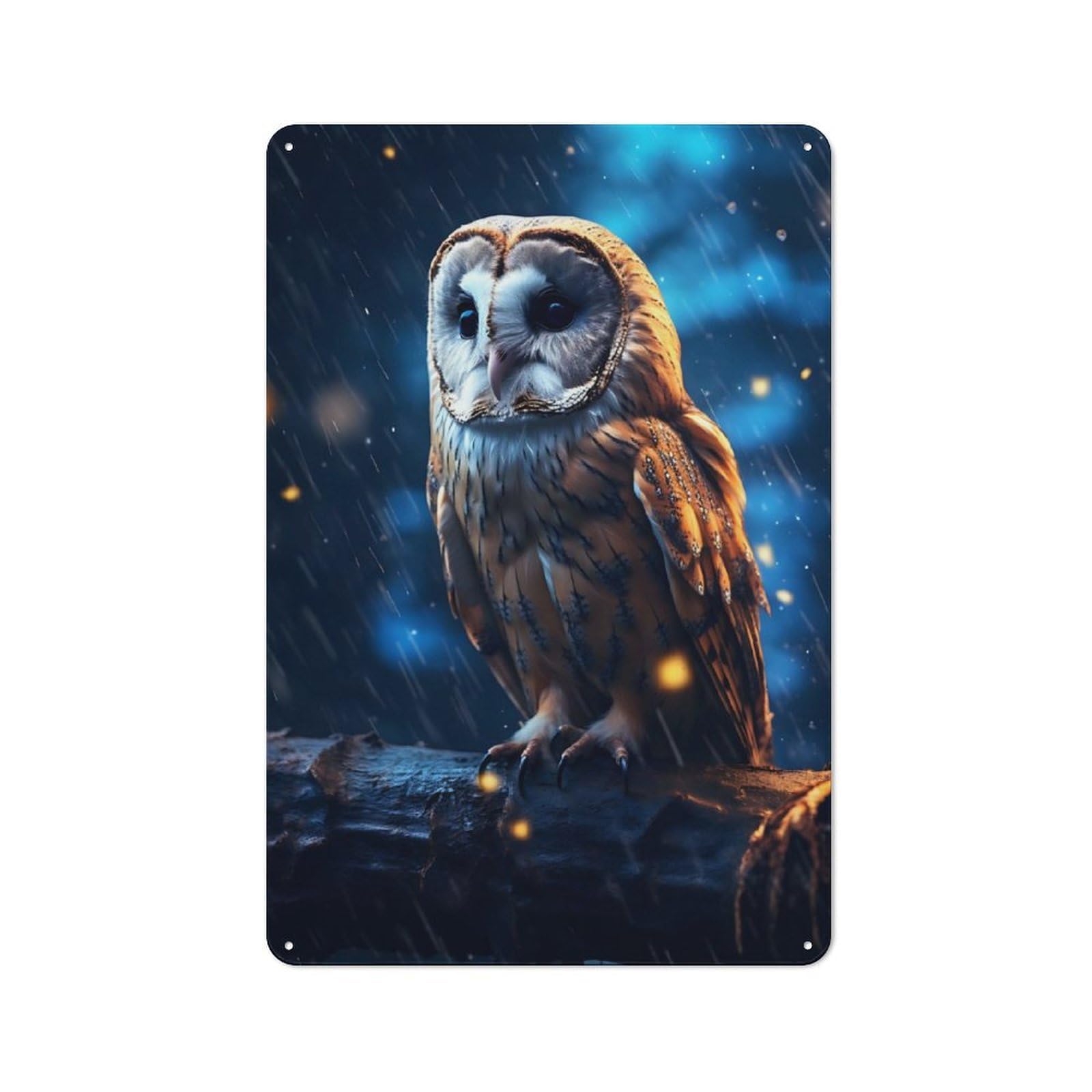 Understated Office Metal Sign 30x20cm Featuring Epic Rainy Barn Owl, Studio Wall Plaque for Office, Study, Studio Or Hallway