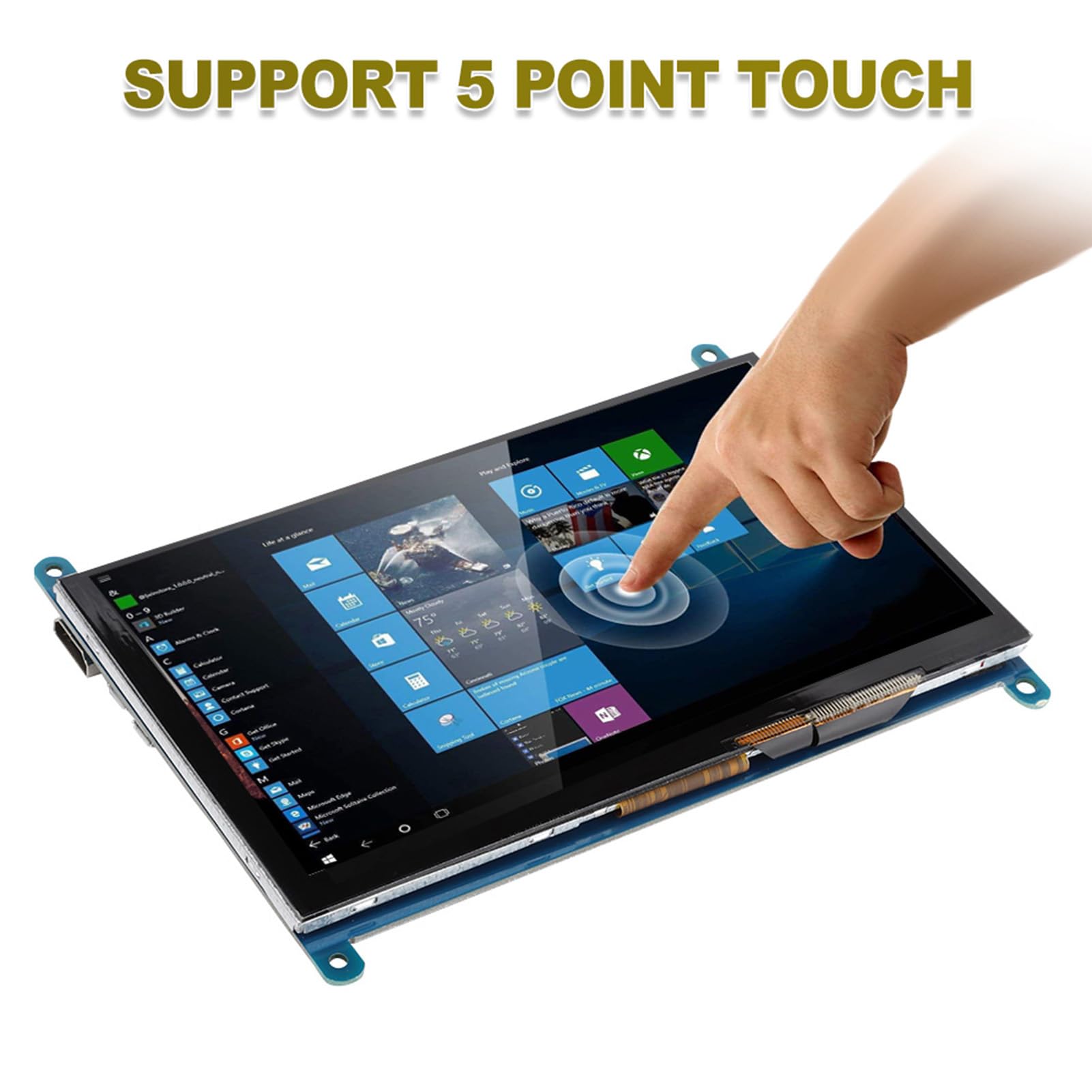 7-calowy ekran dotykowy HDMI LCD HD, monitor pojemnościowy 1024 x 600 dla, 5 profesjonalnych punktów dotykowych dla 3/2/1