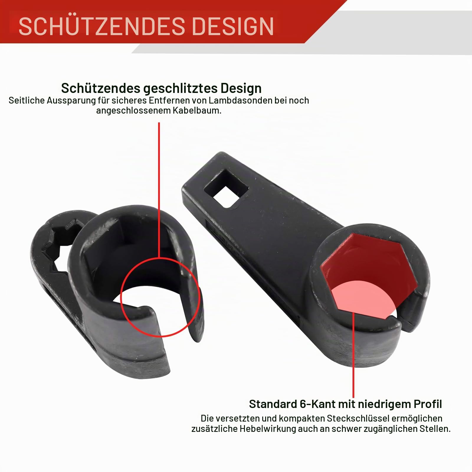 FreeTec 21tlg Lambdasonden Schlüssel Set, 22mm Lambdasonden Nuss, 1/2" 3/8" Lambdasonde Werkzeug Steckschlüssel Nüsse Set for Demontage Lambda Nox Sonde Auto
