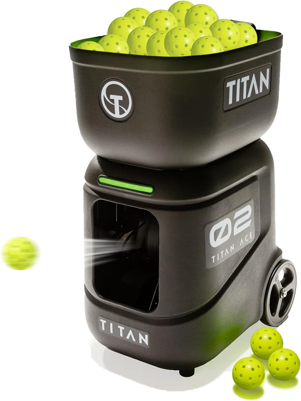 Titan ACE Pickleball Machine with Invertible Hopper | 110-Ball Capacity, Lightweight 39 lb Design, Internal Oscillation & Free App Control for Mobile Players