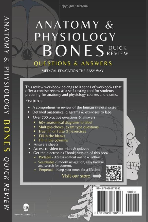 Vista 2 de Anatomy and Physiology Bones Quick Review Workbook Practice Questions and Answers Study Guide