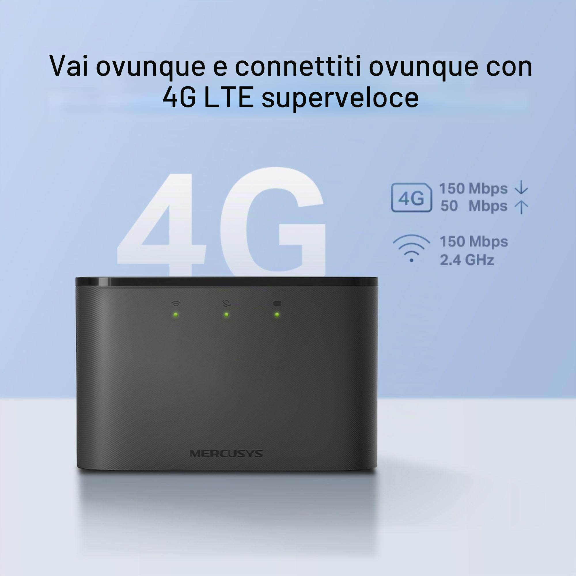 MERCUSYS MT110 Mifi Router WiFi 4G LTE Portatile, Velocità fino a 150 Mbps, Batteria da 2200mAh per fino a 10 Ore, Router 4G con Slot per SIM, Collega fino a 10 Dispositivi Contemporaneamente