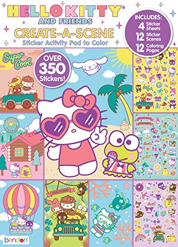 Bendon Hello Kitty and Friends Create a Scene Over 350 Stickers Activity Pad to Color