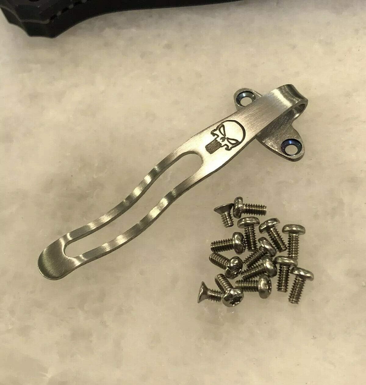 Satin Titanium Deep Pocket Clip & Screw Set For Benchmade OTF Infidel 3300