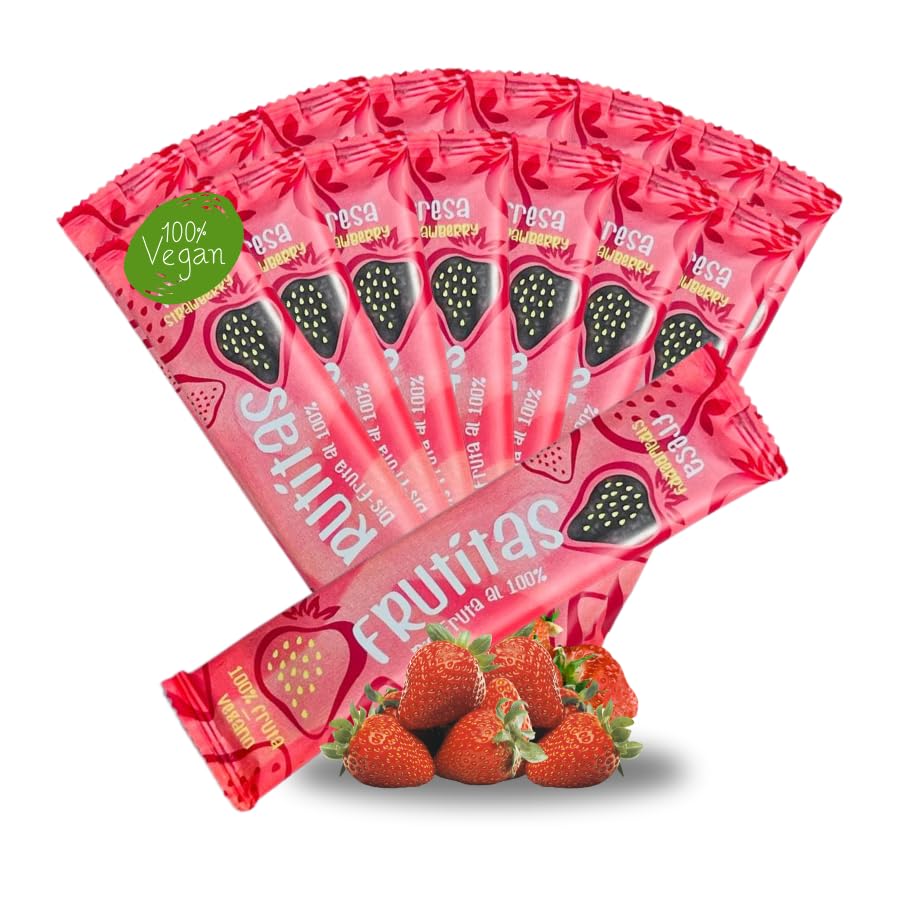 Alna - Frutitas - Lengua de Fruta - Fresa - 100% Natural - Sin Azúcares Añadidos - Vegano - Snack Saludable para niños y Adultos - Chuches Saludables - RealFooding - 15 Unidades