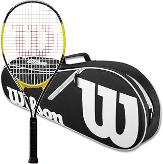 Wilson Energy XL 112 Pre-Strung Recreational Tennis Racquet Bundled with a Black Advantage II Tennis Bag - Oversize String Bed & Xtra Long Frame