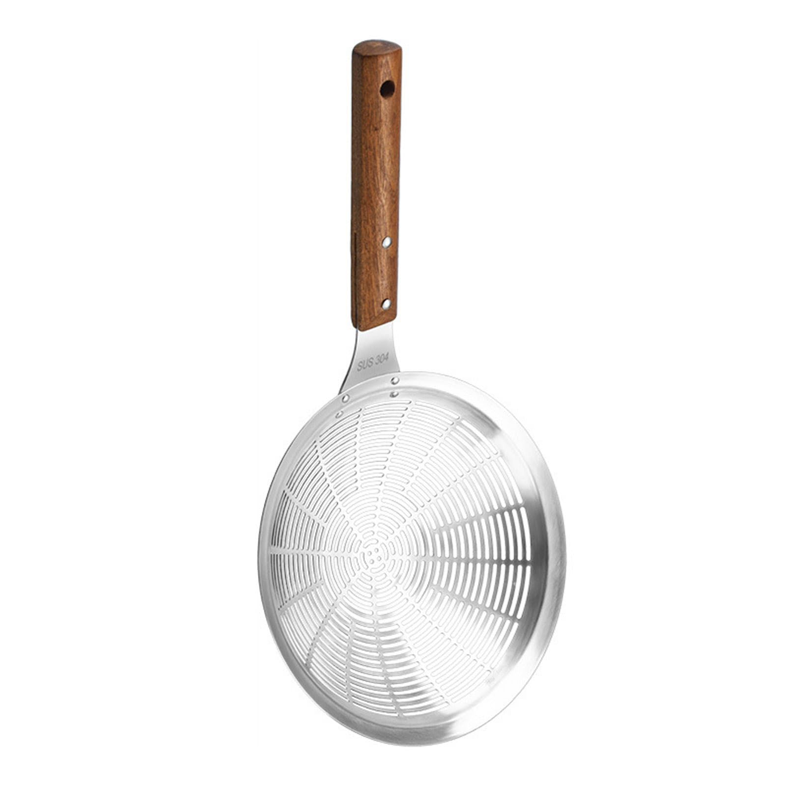 Tsophreniq Stainless Steel Meshs Skimmer Long Handle Strainer Spoon Cooking Utensils Wood Handle Cooking Lover Frying Spoon