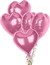 Pack of 5 Pink Heart Balloons, 18 Inches Heart Shape Foil Balloons Helium for Valentines Engagement Bridal Shower Graduation Baby Shower Wedding Anniversary Birthday Party Decorations