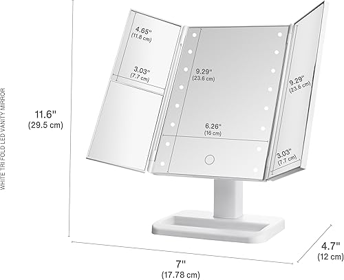 Miniatura 2 de MELANNCO Espejo de tocador LED blanco de 7.09 x 4.69 x 11.61 pulgadas, 3 aumentos y luces LED regulables