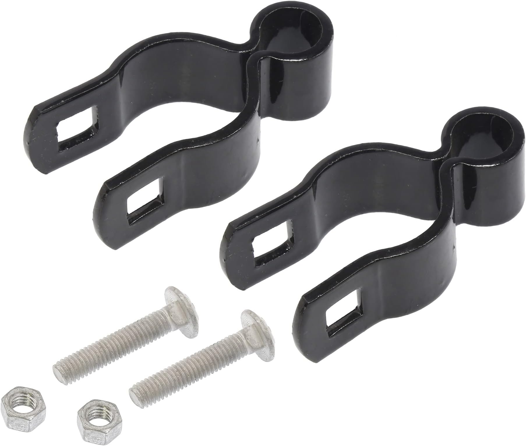 1 3/8" x 5/8" Black Female Gate Frame Hinges for Chain Link Fence Post | Hinges with Bolts | Pack of 2