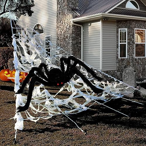 DTYDECLE Halloween Riesiges Spinnen, 1.5m Riesenspinne mit 5m...