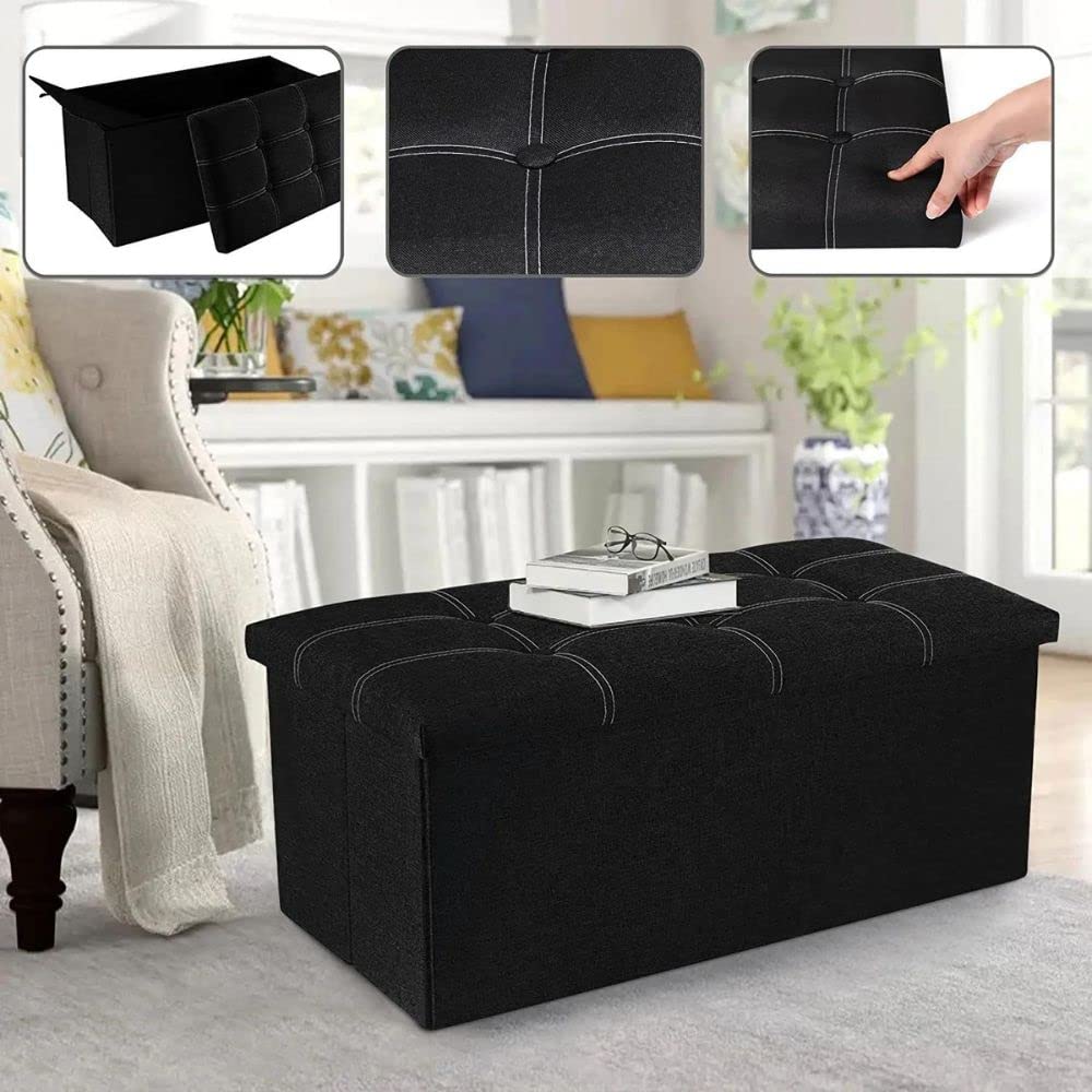 PASHANDOZ Storage Ottoman Bench | Footrest Stool Ottoman with Storage and Sitting Bin Boxes for Storage Long Ottoman Bench with Storage Ottoman Stool with Storage for Living Room (Purple) 2