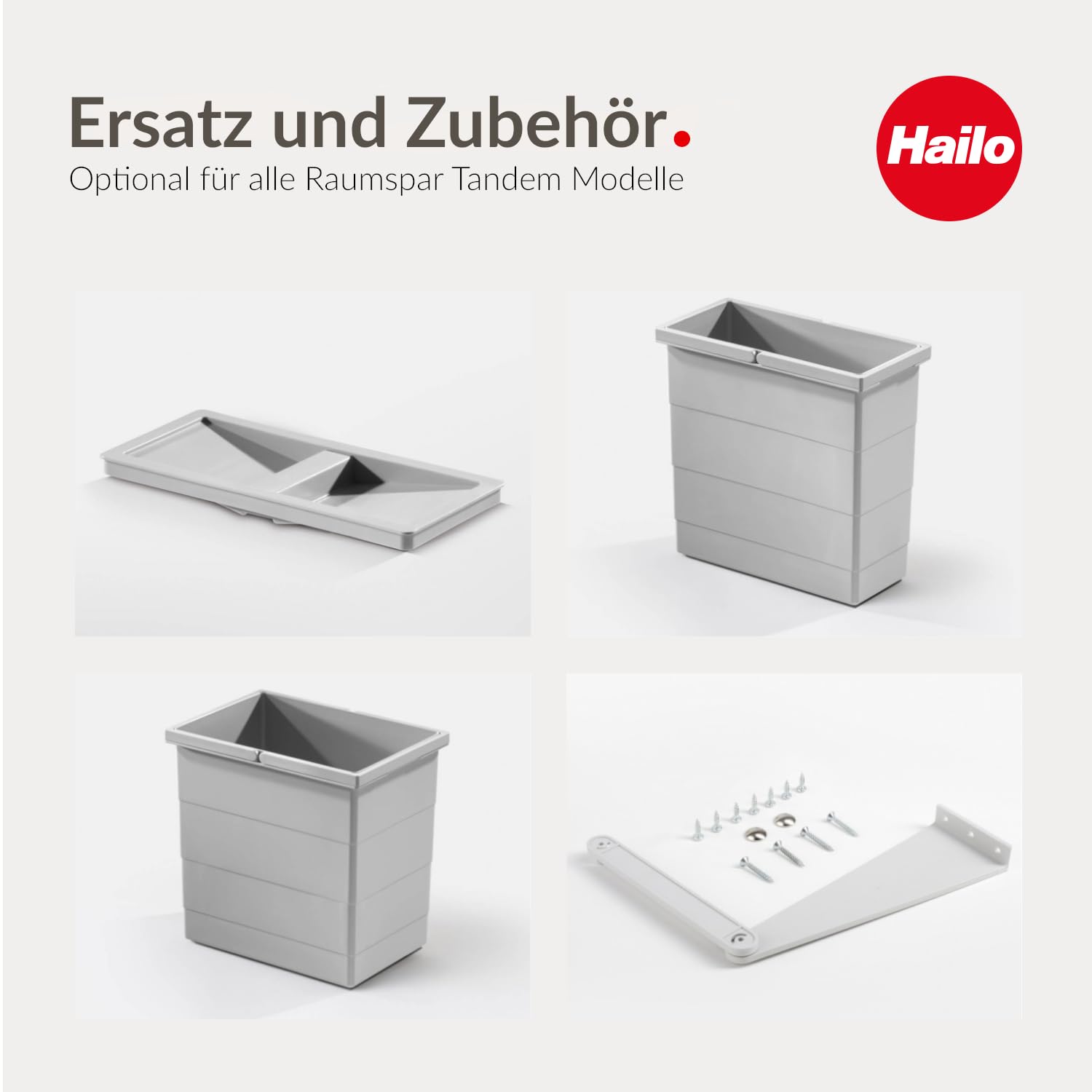 Hailo Abfallsammler 3644801 | 3-fach Raumspar Tandem Mülleimer | 2x 8.5 + 12L Abfalleimer | Ausfahrautomatik integriert | Mülltrennsystem ab 60 cm Unterschrank | Passend für Drehtür