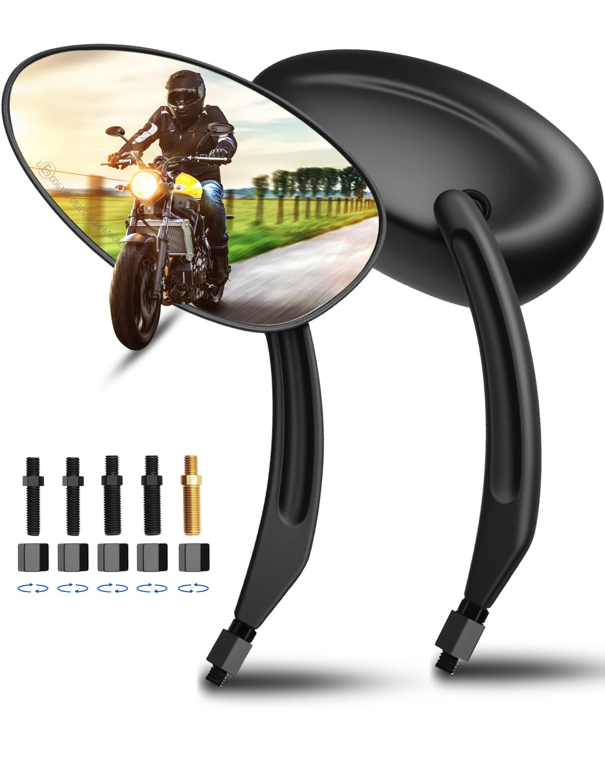 SUPAREE Motorrad Spiegel Offroad Motorrad Klappspiegel Rückspiegel Roller M8 M10 Rechtsgewinde und Linksgewinde mit E-geprüft 360°Drehung Kompatibal für Scooter Roller ATV