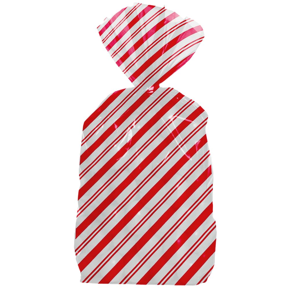 Red Stripes Snowman Cellophane Bags - 5\" X 11 Unique...