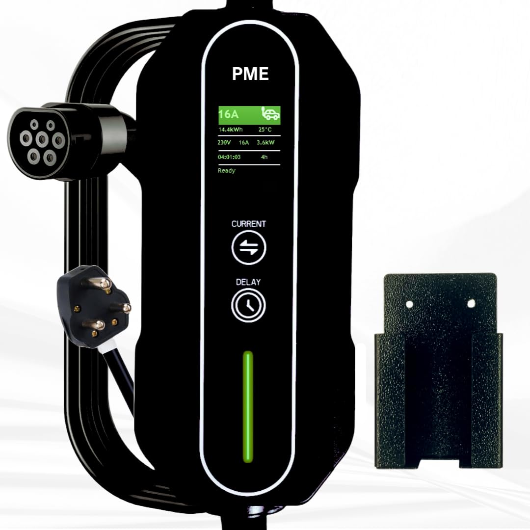 PME 3.6kW Portable EV Charger – 16A Smart Charging | IP67 Waterproof | Long 6m Cable | Adjustable Current | RCD Safety | 5-Year Warranty | for Tata Nexon, MG ZS, Kia EV6 & More | Made in India