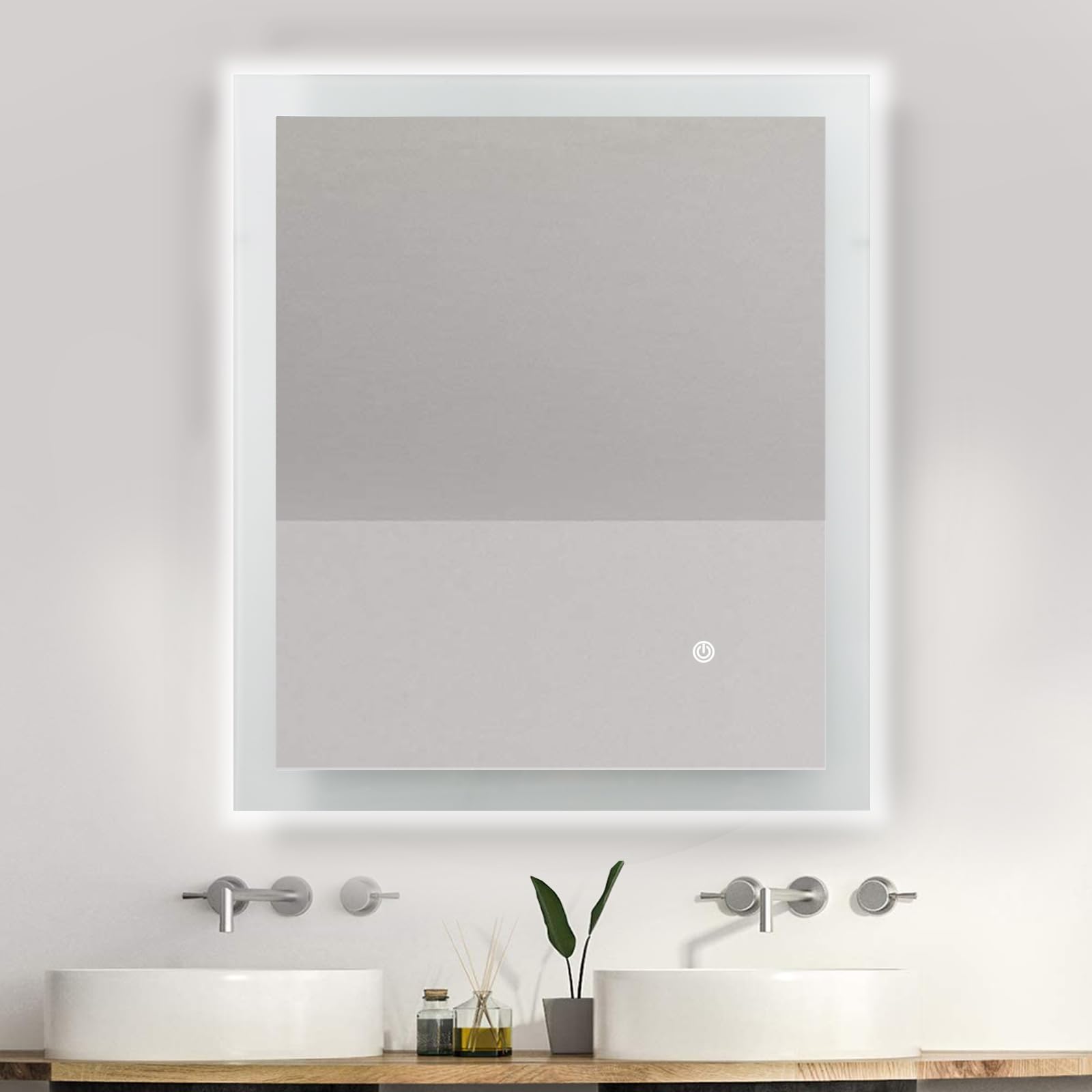 Trintion Badspiegel Mit Beleuchtung, 60x50 cm Badspiegel Mit Touch Schalter, Dimmbar, 3 Lichtfarbe Einstellbare, Wandspiegel Badezimmerspiegel Mit Beleuchtung LED Spiegel, Wandspiegel
