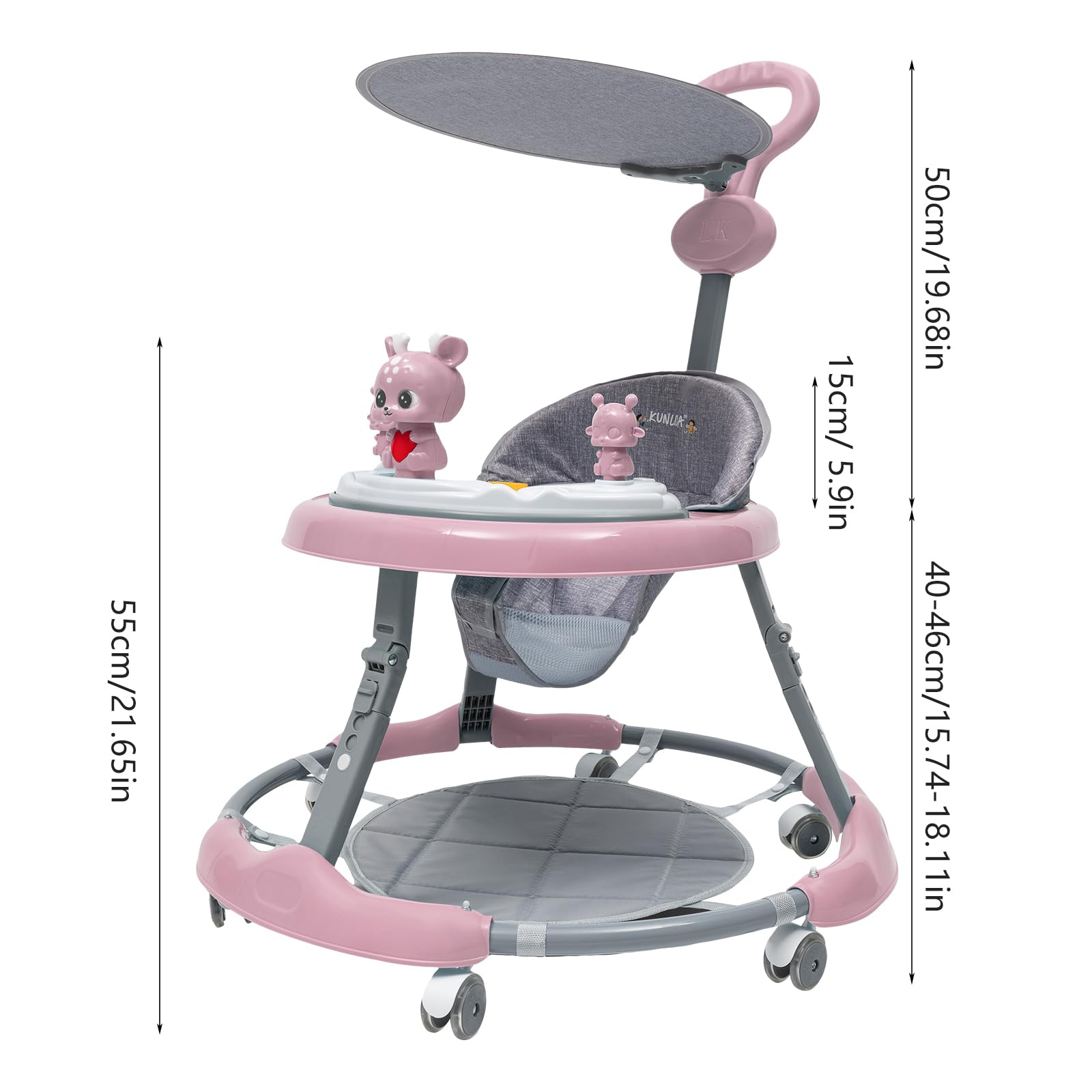 Baby Walker - Girello regolabile in altezza, per bambini a partire dai 6 ai 18 mesi