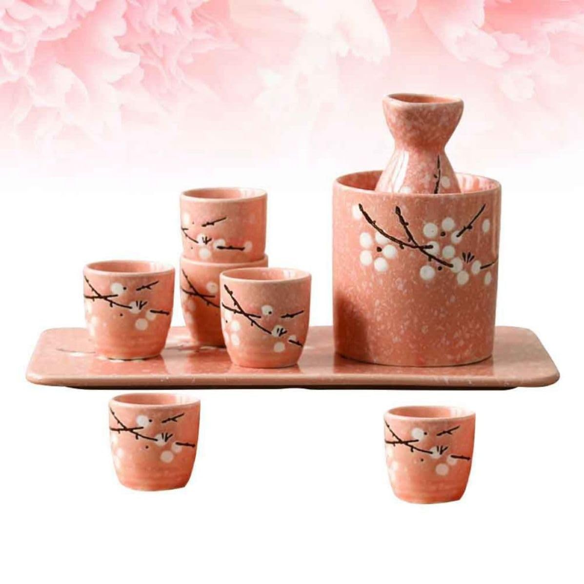 VOSAREA Service à Saké Japonerie en Céramique Rose, Style Chic pour Bar