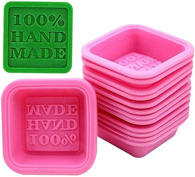 10 Pcs 100% HANDMADE Letter Embossing Soap Molds Square Silicone Cake Mold Mousse Pudding Fondant Chocolate Sugar Craft Mould DIY Cake Decorating Supplies Bakeware Baking Tools
