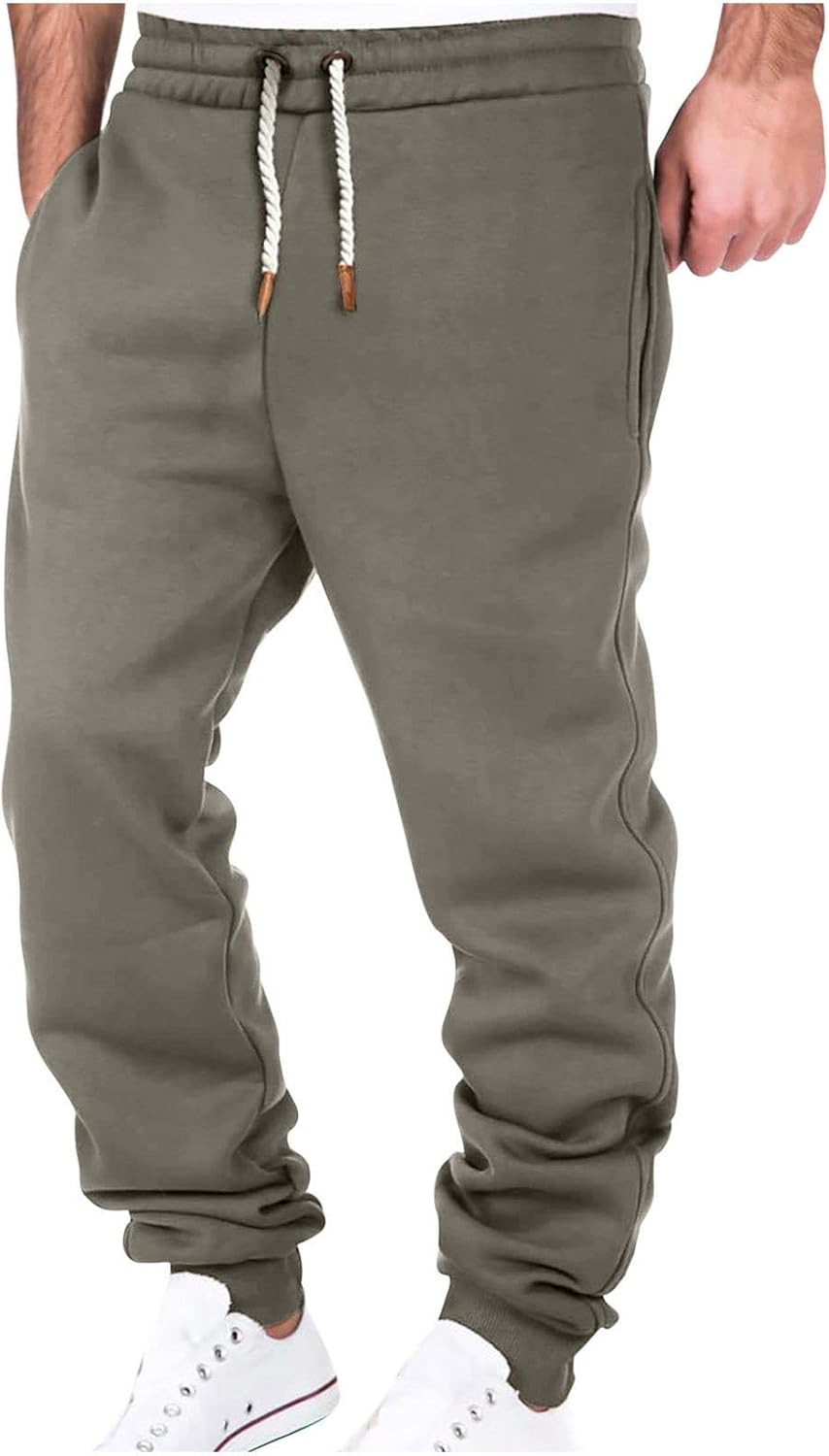 Sweatpants for Men Casual Cargo Pants Relaxed Fit Drawstring Elastic Joggers Active Workout Cuffed Leg Sweatpant