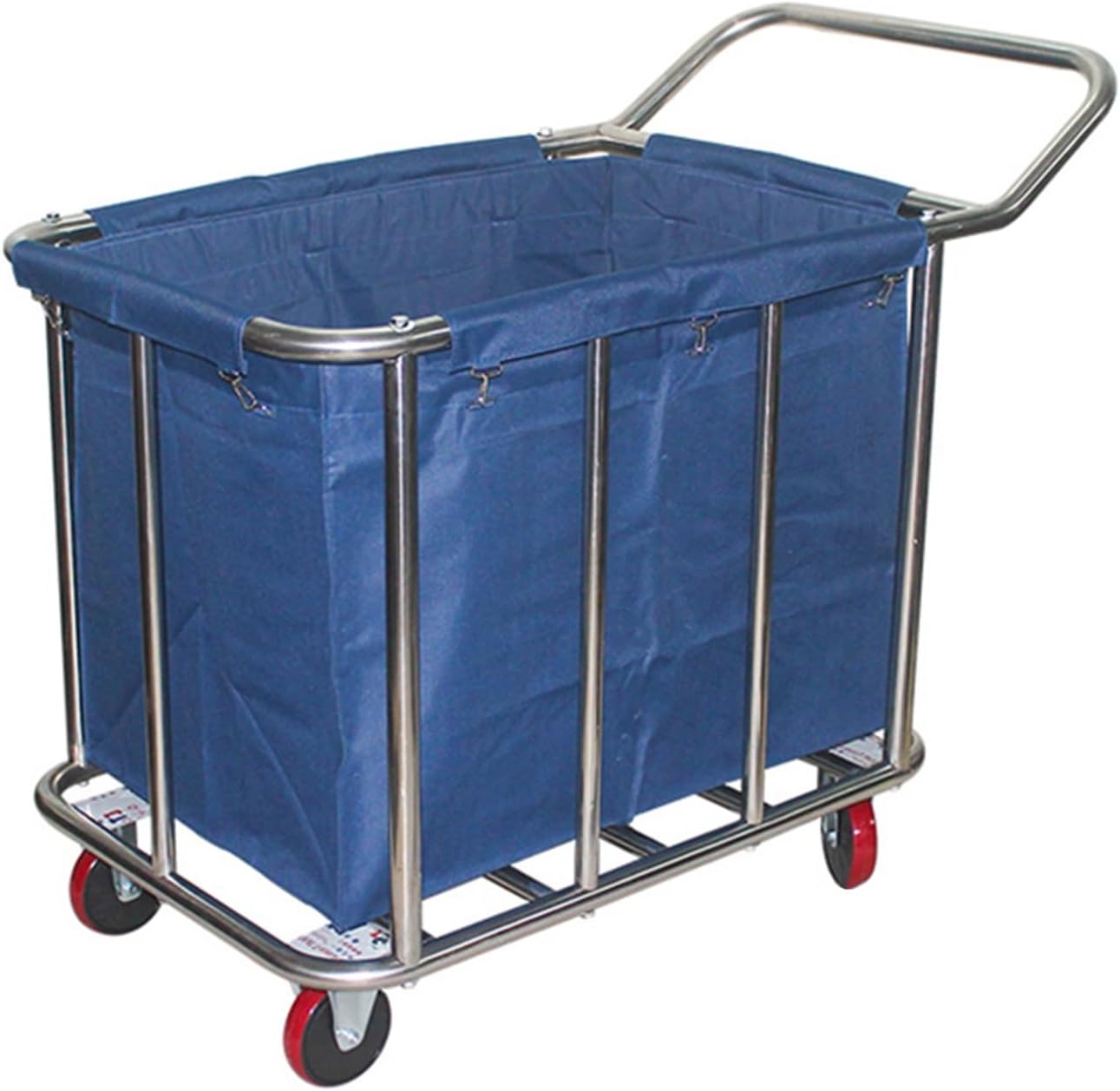 Commercial Laundry Cart with Wheels, Heavy Duty Stainless Steel Hand Truck with Ca & Handle, Laundry Sorter for Hotel/Laundry/School/Home STO, 45.6''Lx25.6''WX37''H,400L(Blue)