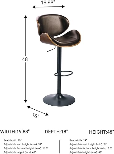 Miniatura 43 de Ashley Signature Design - Taburete de bar tapizado Negro -,Marrón,Gris,Two Toned,Marrón tapizado,Blanco