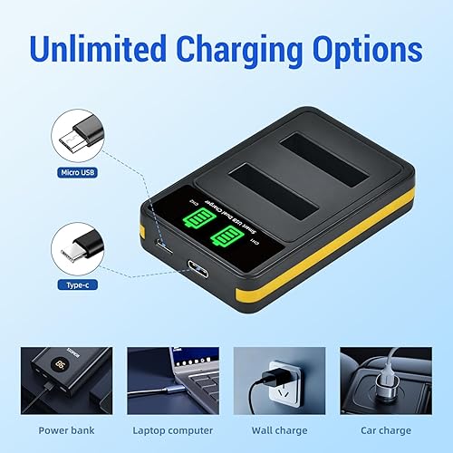 Miniatura 4 de Tectra Paquete de 3 baterías NB-5L y cargador dual LED para Canon PowerShot S100, S110, SD790 es, SD850 es, SD870 es, SD880 es, SD890 es, SD970 es,