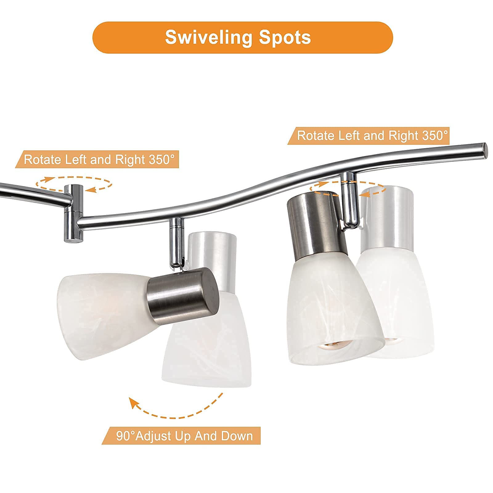 Lámpara de techo con con 6 focos LED Focos Orientables, Focos de Techo Luminaria de Techo Moderna LED para Sala, Comedor, Cocina, Incluye Bombillas (E14 4W 400LM Blanco Cálido)