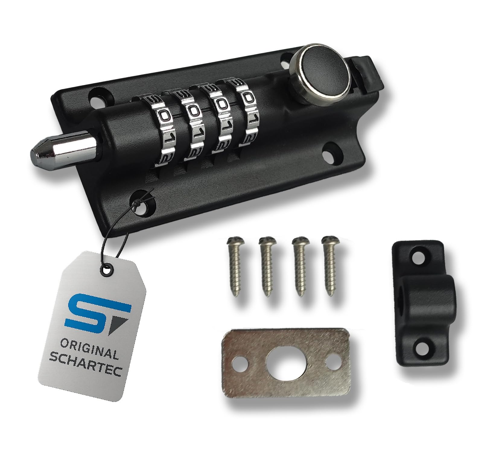SCHARTEC® Door Bolt Lock with Digit Kombination Latch with Burglar Protection for Garden Gates Doors Cabinets Keyless Entry (1, 1-Set)